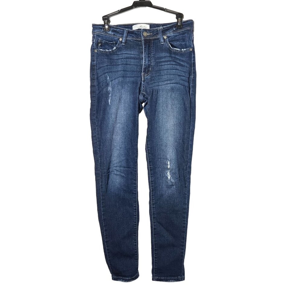 KanCan Juniors Distressed Dark Wash Skinny Denim Blue Jeans Size 9/28‎ Stretch